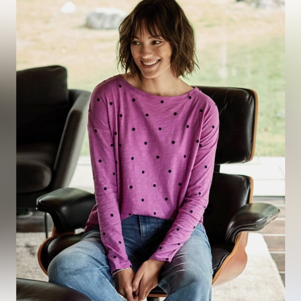 J. Jill Purple Polka Dot Long Sleeve Tee